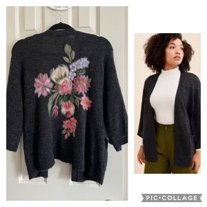 Anthropologie Saccharine Felted Floral Cardigan | Size XS